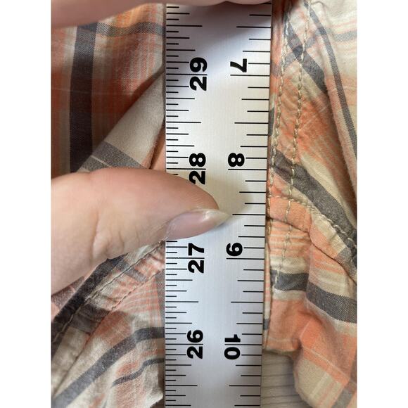 Mossimo Supply Co Shorts Womens Size 9 Tan Orange Gray Plaid Chino Zip Fly Beach - Picture 5 of 10
